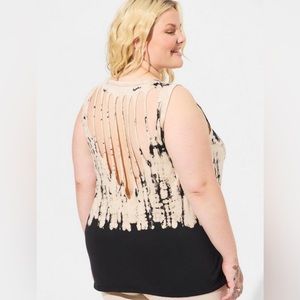 TORRID Vintage Cotton Jersey Crew Slash Back Tank / Black Wash